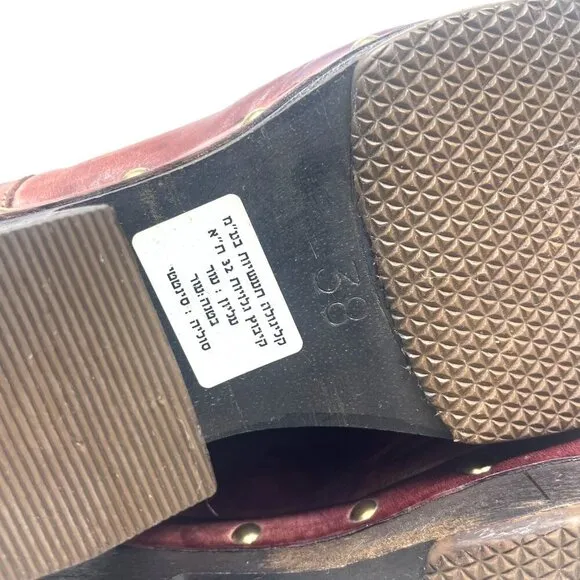 Caligula Burgundy Leather Clogs Size 38 8