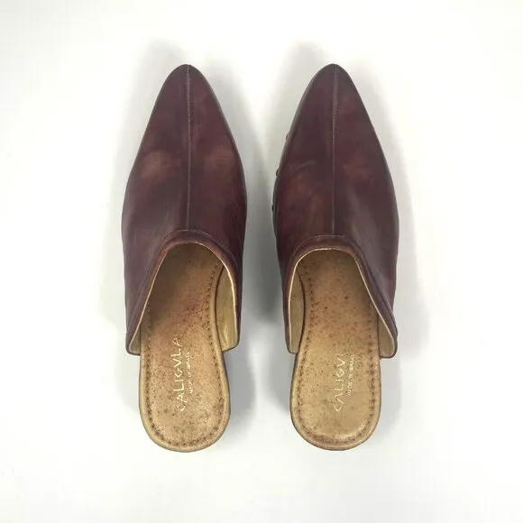 Caligula Burgundy Leather Clogs Size 38 8