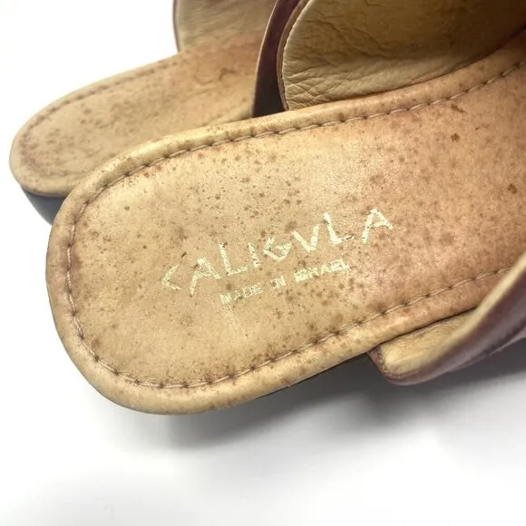 Caligula Burgundy Leather Clogs Size 38 8