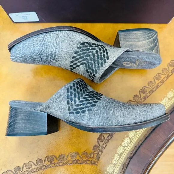 Calleen Cordero LA Mae Heel Sandstone Mules Clogs Block Heel Cowgirl Shoe Sz 5.5