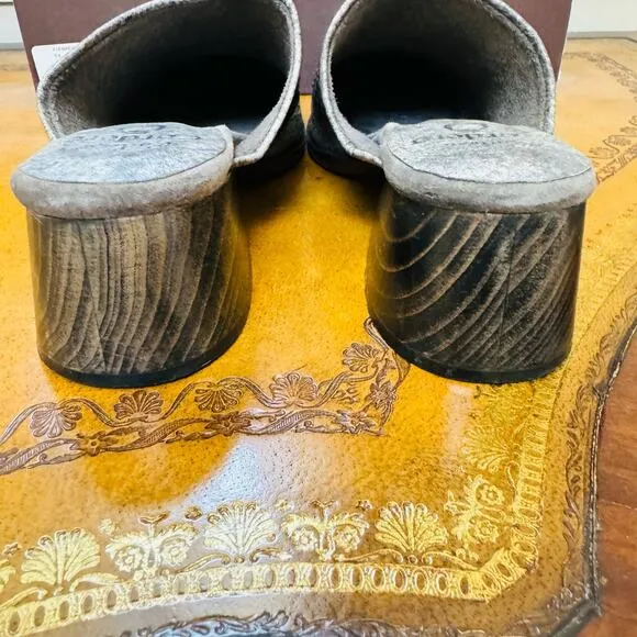Calleen Cordero LA Mae Heel Sandstone Mules Clogs Block Heel Cowgirl Shoe Sz 5.5