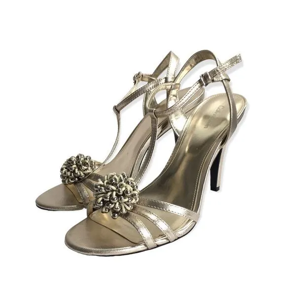 🔃Calvin Klein Gold Open Toe High Heels