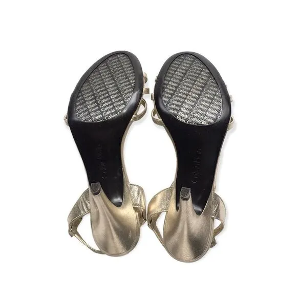 🔃Calvin Klein Gold Open Toe High Heels