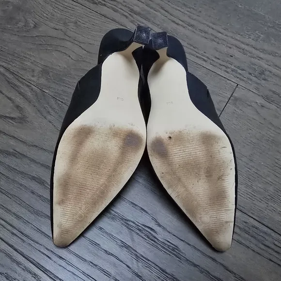 Calvin Klein Odina Sculpted Heel Pointed Toe Dress Mules in Black