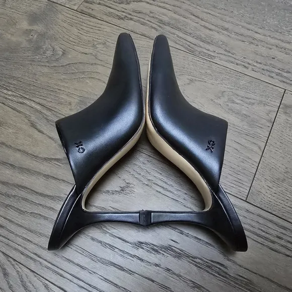 Calvin Klein Odina Sculpted Heel Pointed Toe Dress Mules in Black