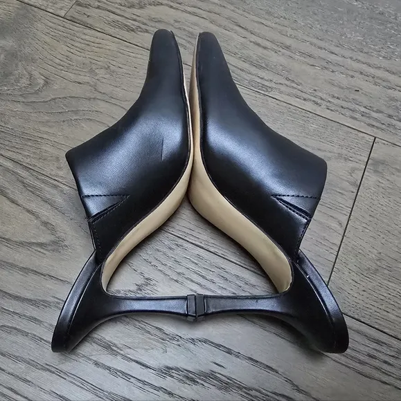 Calvin Klein Odina Sculpted Heel Pointed Toe Dress Mules in Black