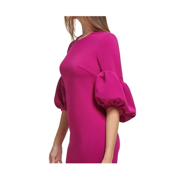 CALVIN KLEINPuff-sleeve Sheath DressIn Boysenberry Size 10 puff sleeves