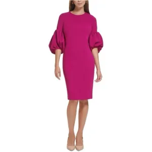 CALVIN KLEINPuff-sleeve Sheath DressIn Boysenberry Size 10 puff sleeves