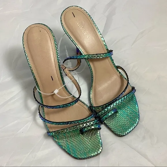 Carvela Kurt Geiger Goddess sandal with iridescent sequins snake embossed