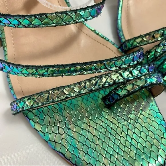 Carvela Kurt Geiger Goddess sandal with iridescent sequins snake embossed