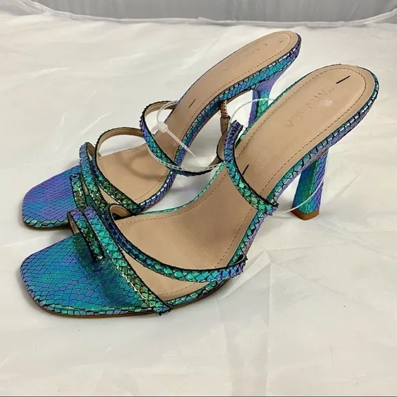 Carvela Kurt Geiger Goddess sandal with iridescent sequins snake embossed