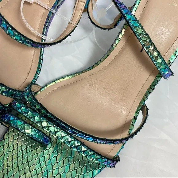 Carvela Kurt Geiger Goddess sandal with iridescent sequins snake embossed