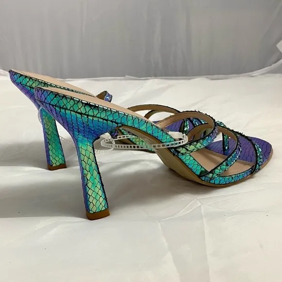 Carvela Kurt Geiger Goddess sandal with iridescent sequins snake embossed