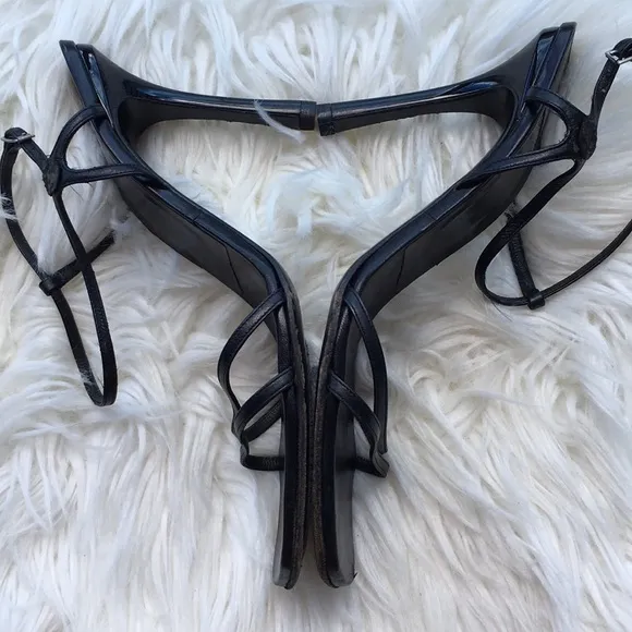 CASADEI Black Leather Strappy Heels