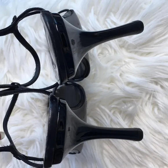 CASADEI Black Leather Strappy Heels