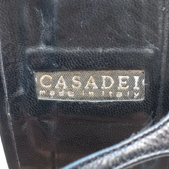 CASADEI Black Leather Strappy Heels