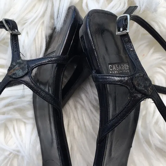 CASADEI Black Leather Strappy Heels