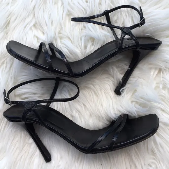 CASADEI Black Leather Strappy Heels
