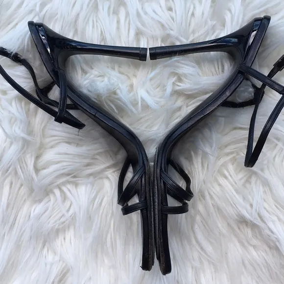 CASADEI Black Leather Strappy Heels