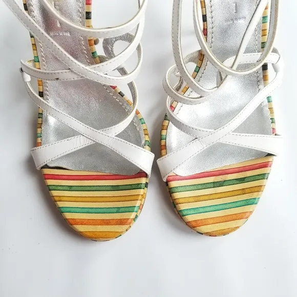 Casadei Made in Italy Strappy Stiletto Heels Rainbow Colorful 9