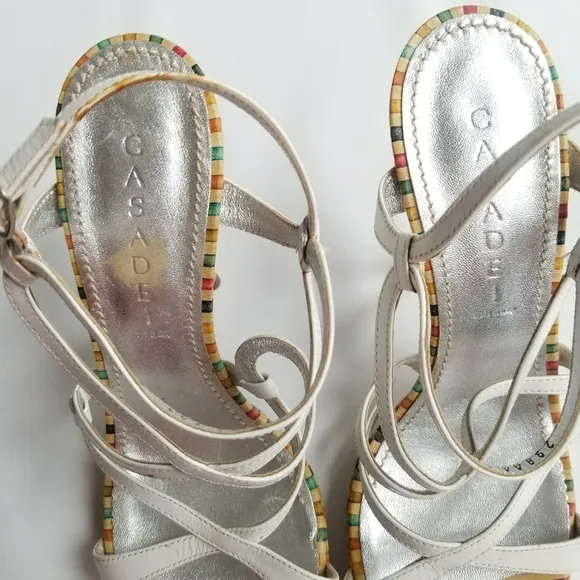Casadei Made in Italy Strappy Stiletto Heels Rainbow Colorful 9