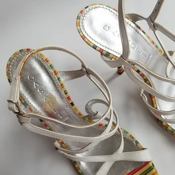 Casadei Made in Italy Strappy Stiletto Heels Rainbow Colorful 9