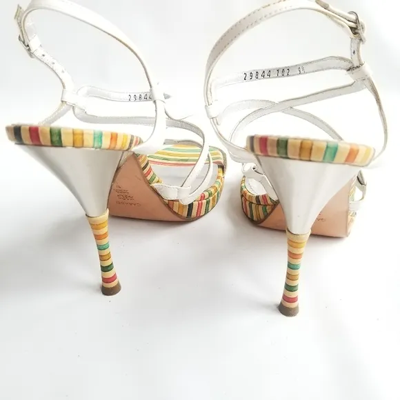 Casadei Made in Italy Strappy Stiletto Heels Rainbow Colorful 9