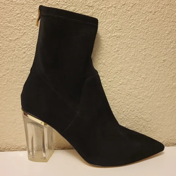 Cecelia New York Black &amp; Gold Emmie Pointed Toe Ankle Booties Size 9.5B