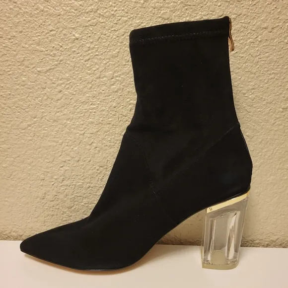 Cecelia New York Black &amp; Gold Emmie Pointed Toe Ankle Booties Size 9.5B
