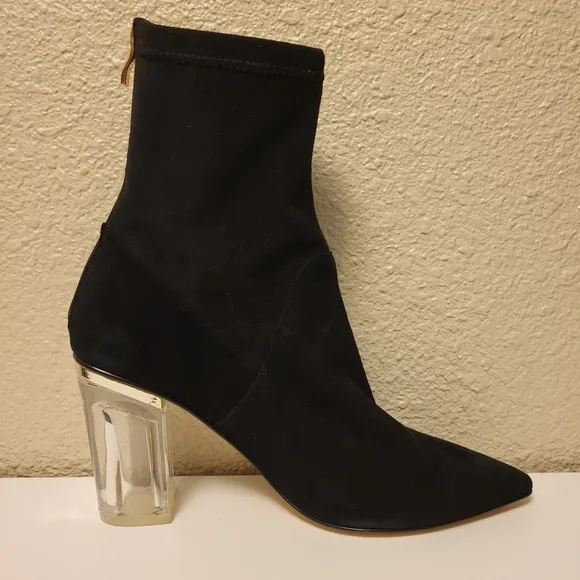 Cecelia New York Black &amp; Gold Emmie Pointed Toe Ankle Booties Size 9.5B