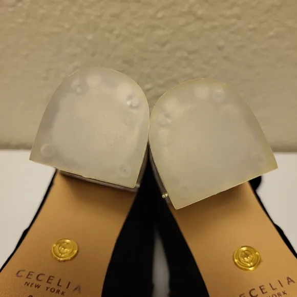 Cecelia New York Black &amp; Gold Emmie Pointed Toe Ankle Booties Size 9.5B