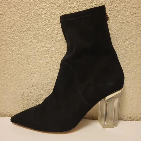 Cecelia New York Black &amp; Gold Emmie Pointed Toe Ankle Booties Size 9.5B