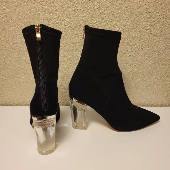 Cecelia New York Black &amp; Gold Emmie Pointed Toe Ankle Booties Size 9.5B