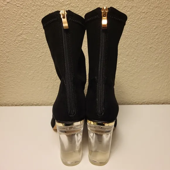 Cecelia New York Black &amp; Gold Emmie Pointed Toe Ankle Booties Size 9.5B