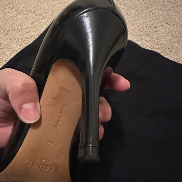 Celine Black Leather Pointed-Toe Heels
