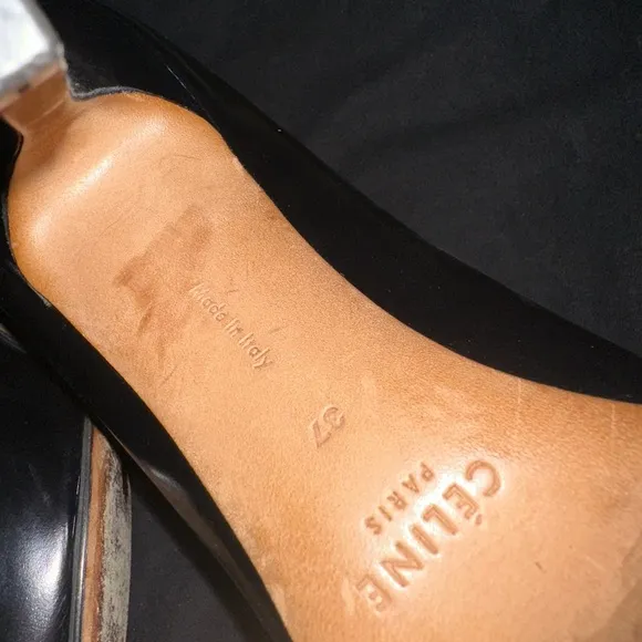 Celine Black Leather Pointed-Toe Heels