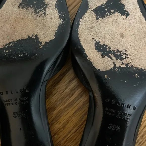 celine vintage black pointed toe mules 39