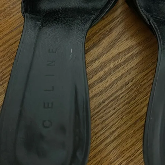 celine vintage black pointed toe mules 39