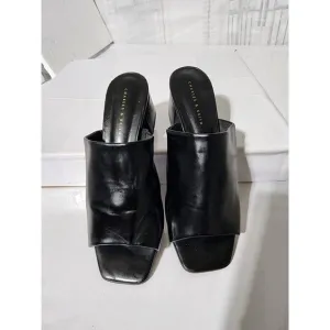 Charles and Keith Square Toe Heel Mules Black Size 38