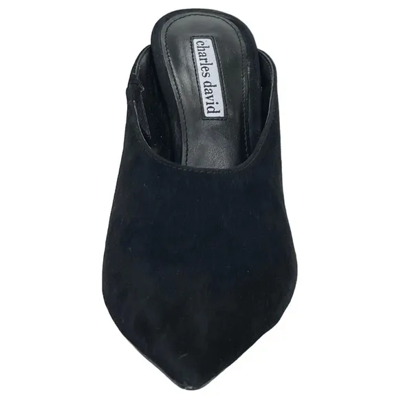 Charles David Carlyle Black Suede Womens Mules Pumps 6M