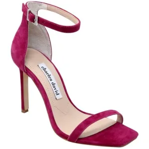 Charles David Heels Extra Dress Strappy Stiletto Magenta Pink Suede Sz 10M