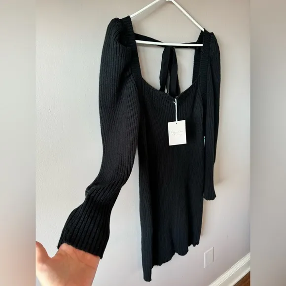 Charles Henry NWT Women’s Black Ribbed Long Sleeve‎ Sweater Dress Size Medium