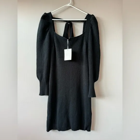 Charles Henry NWT Women’s Black Ribbed Long Sleeve‎ Sweater Dress Size Medium
