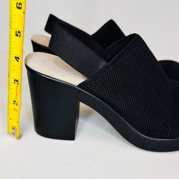 CHARLESTON SHOE CO Debi Black Platform Pumps Women's Sz 10 Block Heel Mules