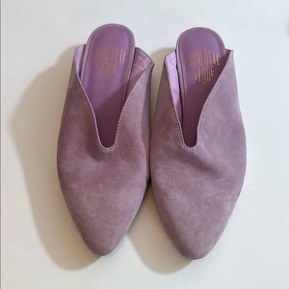 Charlotte Stone Lilac Suede Mules with Minimalist Design Size 7