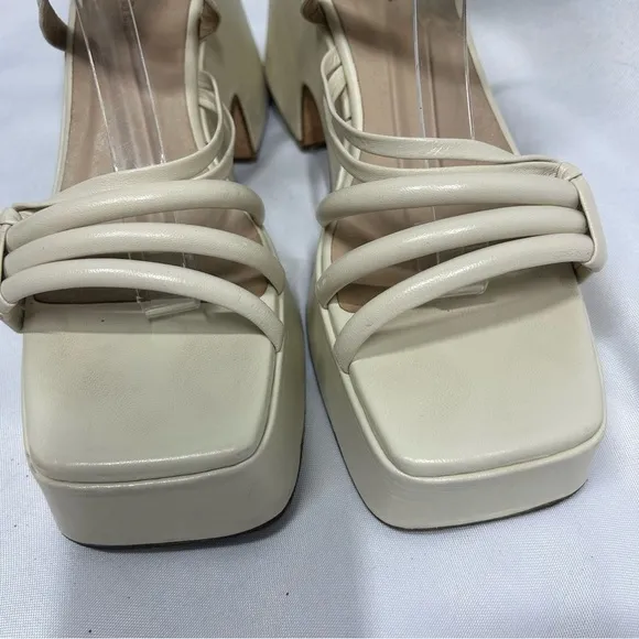 Chelsea Paris | Platform Chunky Off White Strappy Heels Women’s Size 39