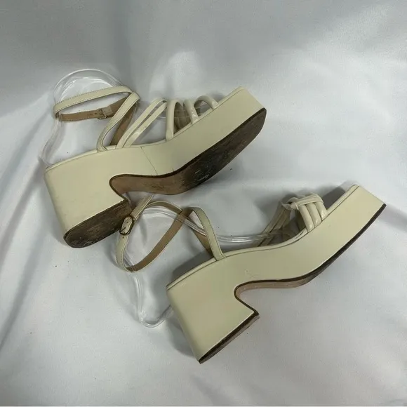 Chelsea Paris | Platform Chunky Off White Strappy Heels Women’s Size 39