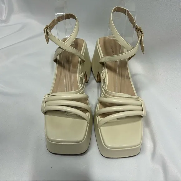 Chelsea Paris | Platform Chunky Off White Strappy Heels Women’s Size 39