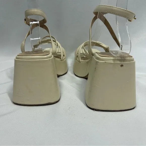 Chelsea Paris | Platform Chunky Off White Strappy Heels Women’s Size 39