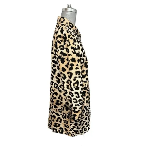 Chico’s 3/4 Sleeve Leopard Print Linen Blend Jacket Pockets Size  1 (8/10)